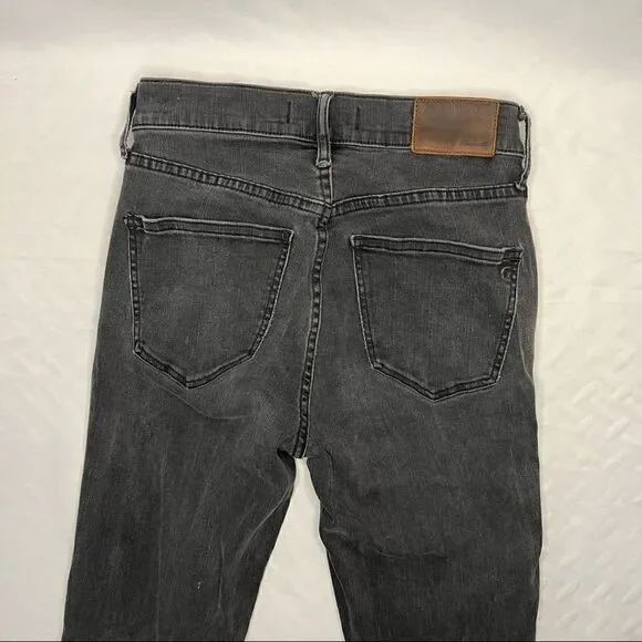 Madewell 9" High-Rise Skinny Black Distressed Hem Jeans 25 - Picture 8 of 10